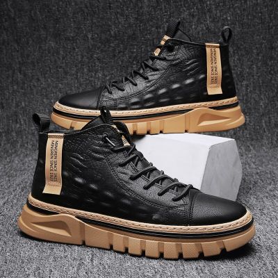 Martin Boots Men Leather Casual Shoes Retro High-Top Simple Leisure Boots Fashion British Trendy Shoes for Men