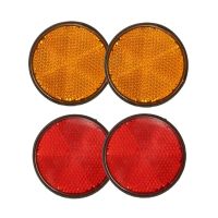 4 Pcs 2 Inch Round Reflector Universal for Motorcycle ATV Dirt Bike, Orange &amp; Red