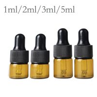 50PCS 1/2/3/5/MLAmber essential Empty Dropper Bottle  oil Pipette Bottles Refillable Glass Aromatherapy Liquid Brown Drop Travel Size Bottles Containe