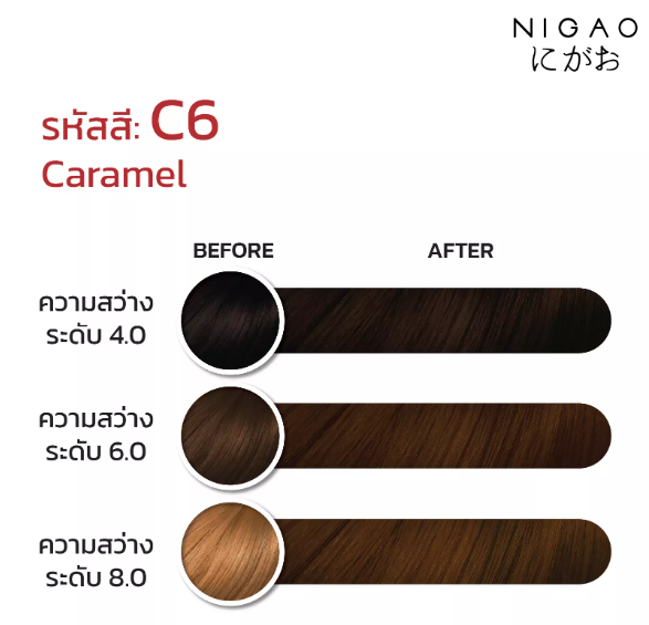 พร้อมส่ง-nigao-hair-color-c6-สีคาราเมล-นิกาโอะ-สีพาสเทล-ครีมเปลี่ยนสีผม-สีย้อมผม-ย้อมผม-ไม่มีแอมโมเนีย-ไร้กลิ่นฉุน