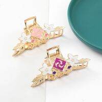 【YF】 Genshin Impact Women Hair Clips Thunder Flower Enamel Badge Cartoon Accessories Cosplay Fan Gift Jewelry Large Claws