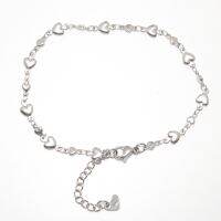 304 Stainless Steel Anklet Silver Color Heart For Women Fashion Summer Beach Foot Jewelry21.8cm(8 5/8 quot;) long 1 Piece