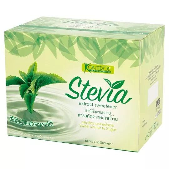 สารให้ความหวานแทนน้ำตาล-แบบ30ซอง-น้ำเชื่อมให้ความหวานสารสกัดจากหญ้าหวาน-ธรรมชาติ100-kontrol-stevia-150g-1กล่อง-30ซอง