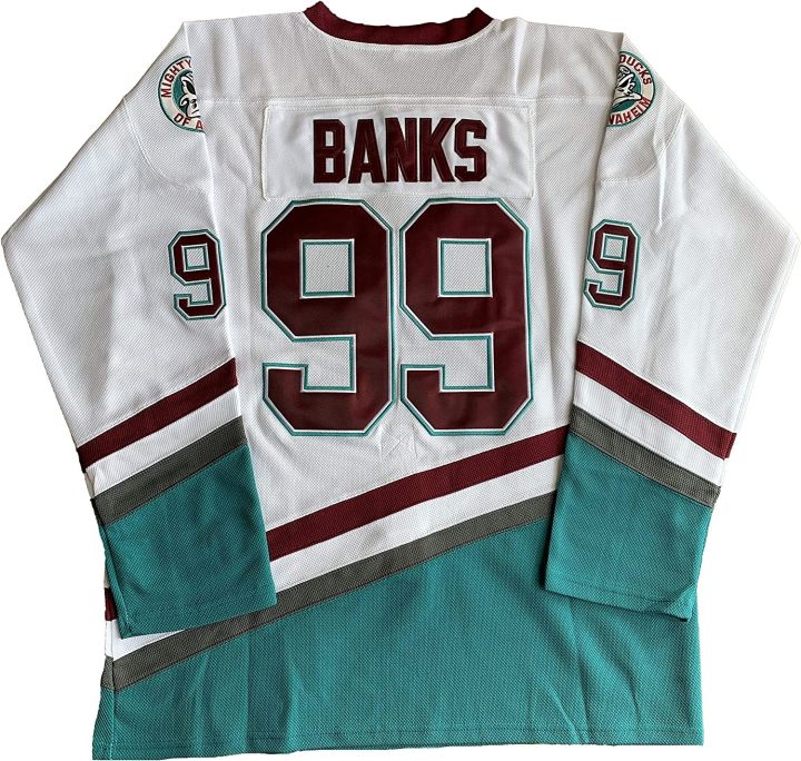 Charlie Conway Jersey 96 Mighty Ducks Jersey 99 Adam Banks Jersey Movie  Classic Hockey Sport Sweater Stitched Letters Numbers