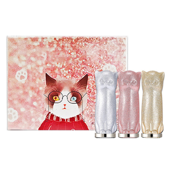 3Pcs Cute Cat Lipstick Set Waterproof Lasting Color Lock Moisturizing Non-Removing Makeup Lip Gloss Cosmetic