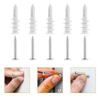 50 Sets Spiral Expansion Tube Wall Anchors Screws Drywall Self Drilling Kit Panel Plastic Ordinary Heavy Duty