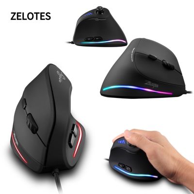 【Selling】 ZELOTES C-18 C-10 T20 10000/3200 DPI 11/12/6ปุ่มเมาส์แนวตั้ง RGB Ergonomic Gaming เมาส์แบบมีสาย USB สำหรับ PC คอมพิวเตอร์