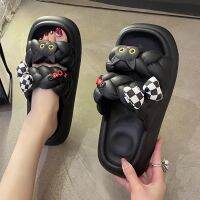 COD Black soft-soled thick-soled sandals and slippers women wear lovely and comfortable cartoons in summer.