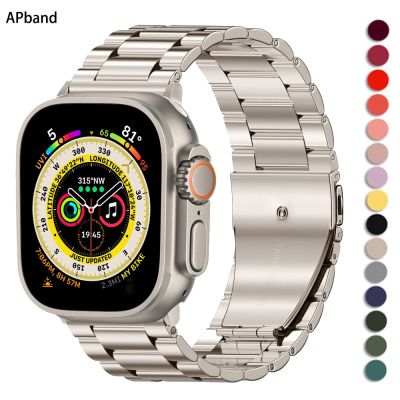 ◙☋℗ Stainless Steel Strap For Apple Watch Band 49mm 45mm 41mm 40mm 44mm Metal correa Bracelet belt iwatch series 7 6 5 SE 8 Ultra