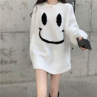 RQVN Trendy Korean Smile Oversize Knit Sweater Women Casual Blouse Top 2020 New Baju Perempuan เสื้อแขนยาว