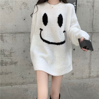RQVN Trendy Korean Smile Oversize Knit Sweater Women Cal Blouse Top 2020 New Baju Perempuan เสื้อแขนยาว