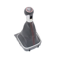 For VW Golf 5 MK5 R32 GTI 2004 2005 2006 2007 2008 2009 Car 6 Speed MT Gear Shift Knob With Leather Gaiter Boot Red Line