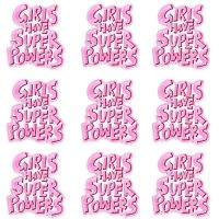 “Girls Have Super Powers”10 PCS Wholesale Pink Letters Stripes Embroidered Patches For Clothing Cartoon Patches On Clothes DIY