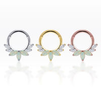 PiercingRoomByJay,  7 Marquise CZ/Opal Clicker Hoop  ห่วงเพชร/โอปอล มาคี เงินแท้