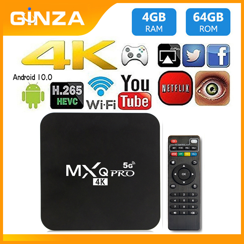 MXQ TV DECODER BOX ANDROID 10.0 SMART HDMI 4K FULL HD WIFI 4GB 32GB NETFLIX YOUTUBE 