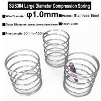 3Pcs Wire Diameter 1.0mm SUS304 Stainless Steel Large Diameter Compression Spring OD=25mm~40mm Free Length 30mm ~ 150mm Food Storage  Dispensers