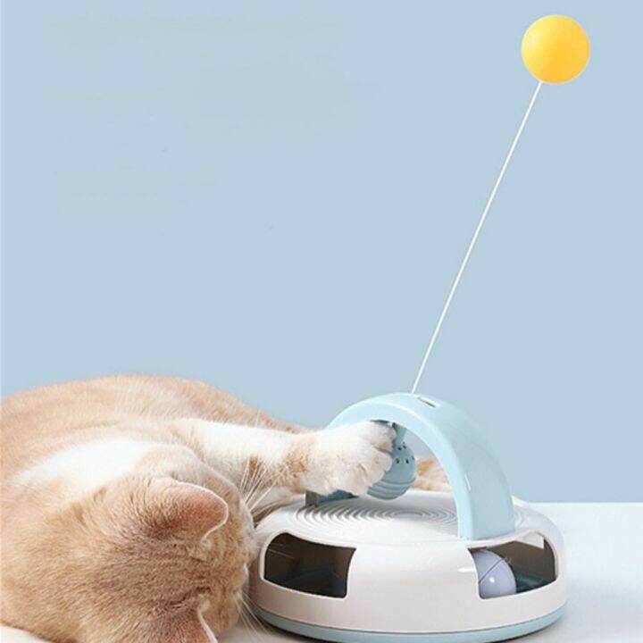 GBDSVD With Catnip Ball Cat Gravity Table Tennis Toy Feather Plastic