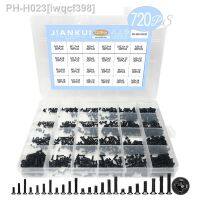 720pcs countersunk flat head phillips small mini screw set m1.4 m1.7 m2 m2.5 m3 carbon steel computer notebook laptop screws kit