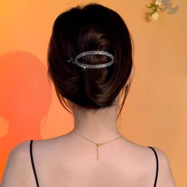 กิ๊บติดผมประดับเพชรสวยงามสำหรับผู้หญิงพร้อมกิ๊บติดผมที่ด้านหลังคอและเครื่องประดับศีรษะระดับไฮเอนด์