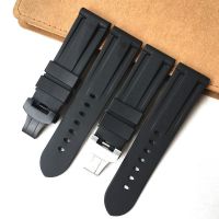 ▶★◀ Suitable for Soft Rubber Strap Suitable for Panerai PAM111 441 Silicone Wrist Strap Black Butterfly Buckle 24 26m