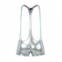 บอดี้สูท จั๊มสูทหนัง Faux ผู้ชาย ไนท์คลับ New Style Golden Silver Hot Men Faux Leather Underwear