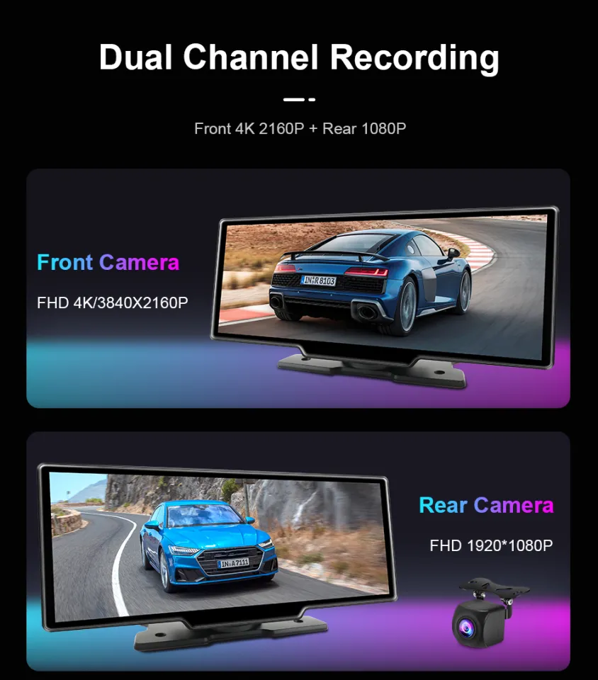 Buy Junsun 12 Inch 4K 2160P Dash Cam Dual Lens Car DVR Camera Video  Recorder Auto Registrar RearView Mirror Night Vision Online