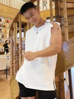 original Mr. Hui summer pure cotton solid color one-shoulder zipper vest mens casual loose breathable quick-drying vest sleeveless T-shirt