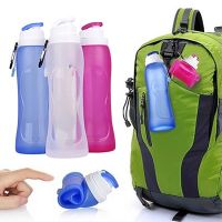 【CW】 500ML Leak Proof Silicone Bottle Kettle Outdoor Hiking Collapsible Drinking