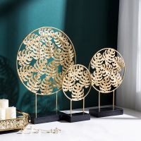 Nordic Golden Ginkgo Handicraft Light Luxury Living Room Wine Cabinet Porch Desktop Decoration Ornaments Furnishing Articles