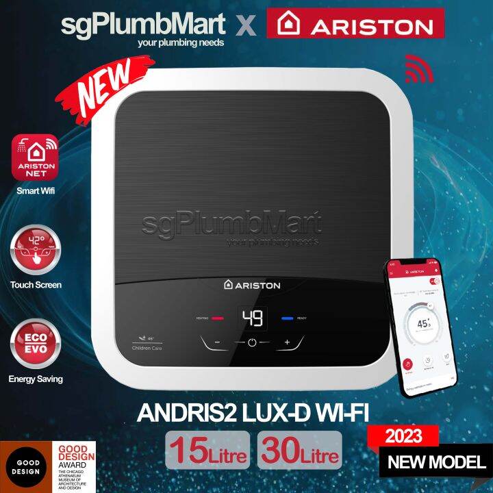Ariston x sgPlumbMart NEW Andris2 LUX-D WI-FI 15 / 30 liters Electric  Storage Water Heater Ariston Heater Wifi | Lazada Singapore