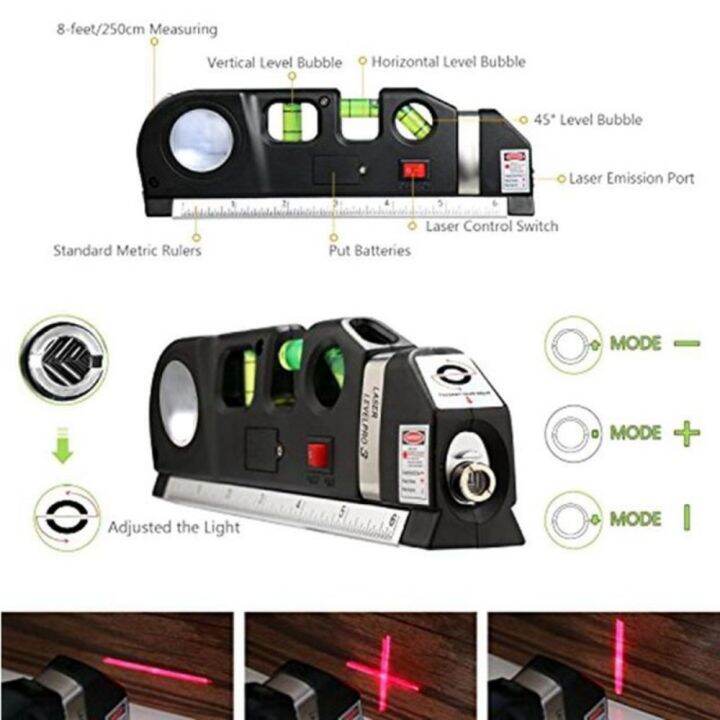 laser-level-horizon-vertical-measure-8ft-aligner-standard-and-metric-rulers-multipurpose-measure-level-laser-black