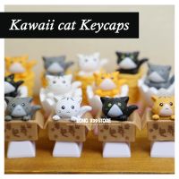 （Miss qis keycap）หมวกแก๊ปกุญแจแมวน่ารัก,หมวกคีย์บอร์ดแบบกลไกการ์ตูนทำมืออุปกรณ์เสริมส่วนบุคคลเชอร์รี่ MX ช่างฝีมือกำหนดเองกุญแจหมวกสีชมพู