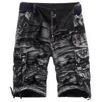 Summer mens shorts camouflage multi-pocket overalls cotton plus size five-point pants