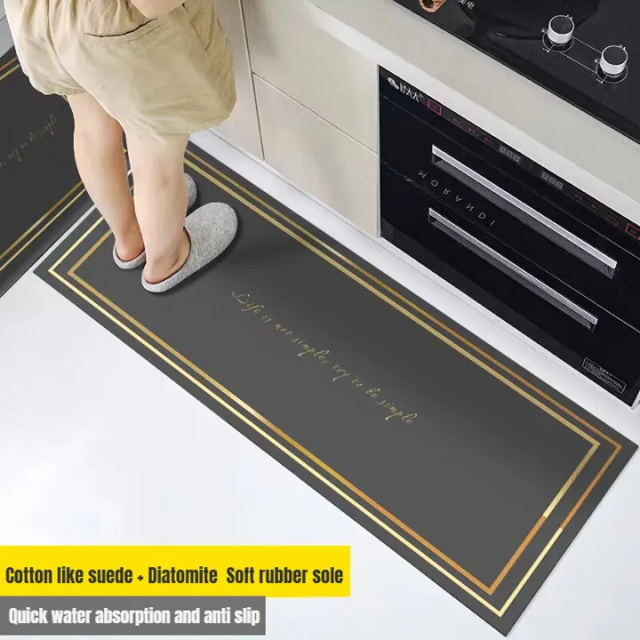 Kitchen Floor Mat Soft DiatomiteMat kitchen runner Oil-Proof And Anti-Slip Morandi Long Kitchen Carpet Bathroom Quick-Drying Absorbent alas kaki