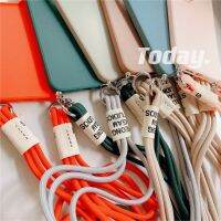 【Sell Well】FDD Crossbody Ketting สายคล้องเชือกเส้นเล็ก Koord Vloeibare Siliconen โทรศัพท์กรณีสำหรับ Iphone 14 Pro Max 13 12 11 X Xr Xs 7 8บวกปก