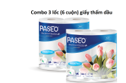 Combo 03 lốc Khăn giấy bếp thấm dầu Paseo 2 cuộn in hoa