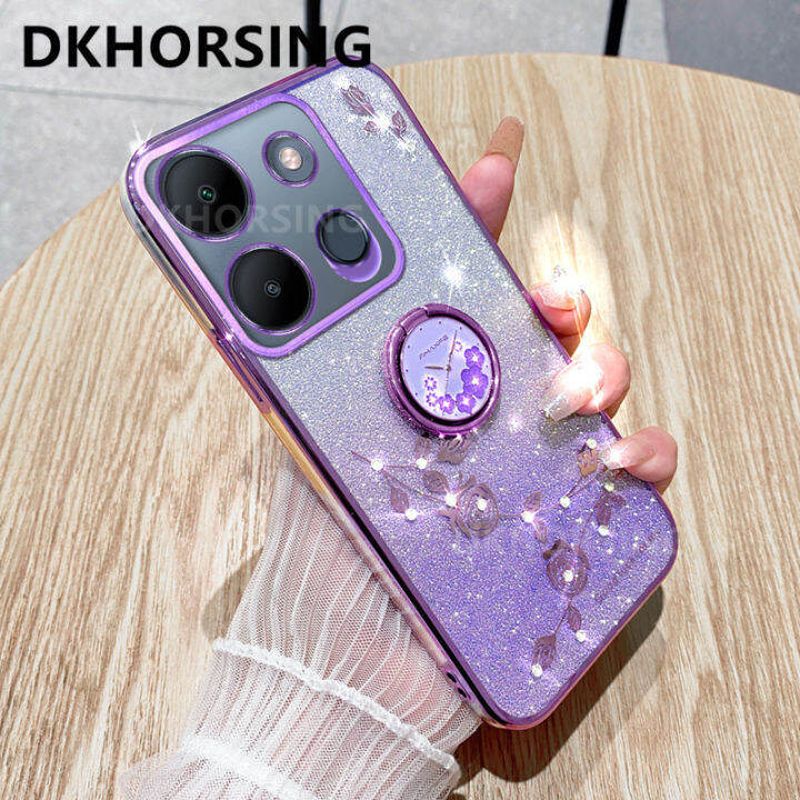 dkhorsing-เคสโทรศัพท์ป้องกันกล้องสำหรับ-note-อินฟินิตี้30-30vip-30i-smart7-30pro-hot30-30i-ไฟฟรี30play-ไล่ระดับสีระยิบระยับหรูหรานิรันดร์กุหลาบปลอกอ่อน-infinix-note30-4g-5g-เคสซิลิโคนเคลือบอิเล็คโทรเพ