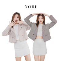 Nori JT025 เบลเซอร์ครอปผ้าทอลายชิโนริ