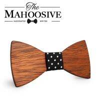 Mahoosive Gravata Plaid Wood Wooden Bow Tie For Man Wedding Butterfly Design Necktie for Wedding Groom