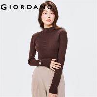 ☍▣❍ Giordano ผู้หญิง เสื้อกันหนาวสเวตเตอร์สลิมคอสูงครึ่งสีทึบ Free Shipping 13351811