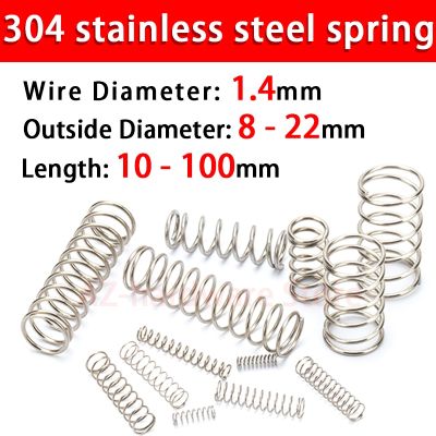 【LZ】tc015mtnw727 304 Stainless Steel Compression Spring Return Spring Steel Wire Diameter 1.4mm Outside Diameter 8 22mm  10 Pcs