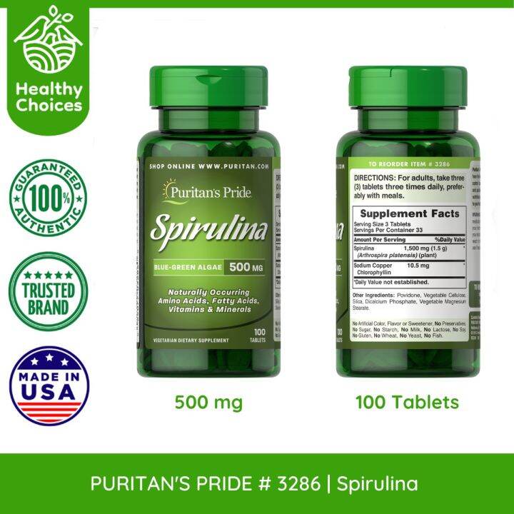 PURITAN'S PRIDE 3286 EXPIRY 10/2025 Spirulina BlueGreen Algae