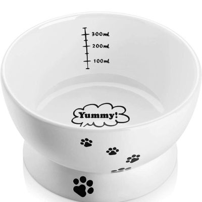 [Fast delivery]High quality cat bowl ceramic dog bowl dog food bowl cat rice bowl neck protector anti-black chin anti-spill cat food bowl pet drinking water bowl