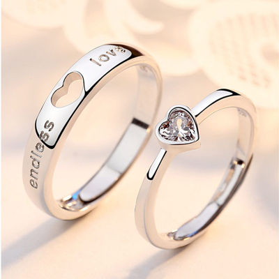 T-T แหวนซิลิกอนรูปหัวใจรักแหวนแบบปรับขนาดได้กลวงสำหรับคู่รัก2ชิ้น/ชุดของขวัญเครื่องประดับงานแต่งงานหมั้น
