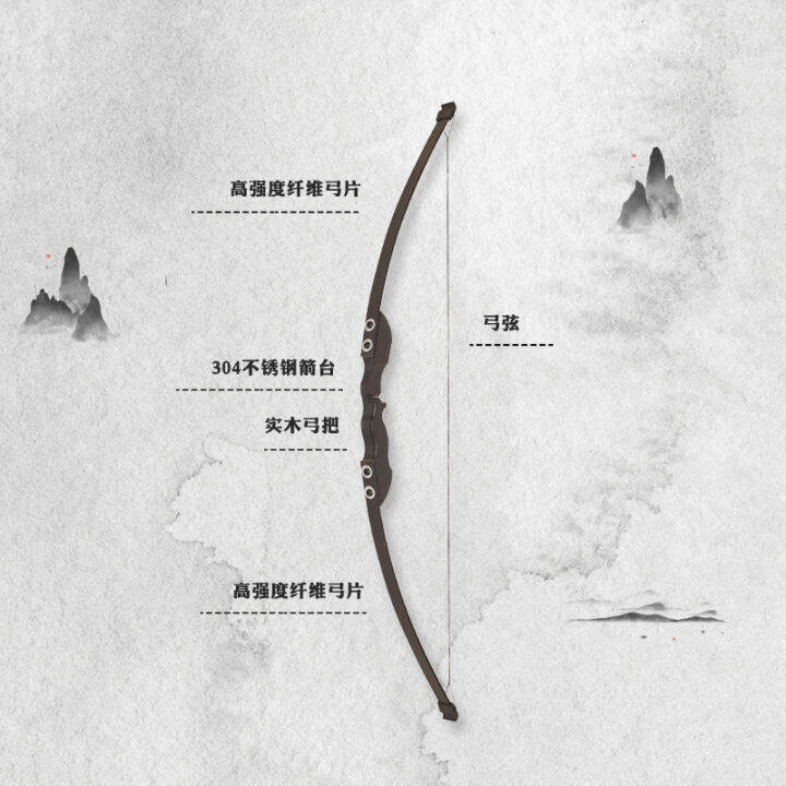 Shooting traditional bows and arrows with broken clouds Traditional