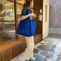 08253 Japanese And Korean Style Simple Fresh-Style Plaid Double-Sided Shoulder Bag Student Womens Casual Large Capacity Dual-Use Cloth Bag