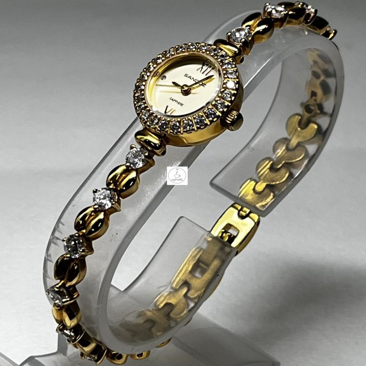 นาฬิกาข้อมือผู้หญิง-sandoz-รุ่น-sd99253gg01-ตัวเรือนและสายนาฬิกาสีทองประดับด้วยเพชร-กระจกกันรอยขีดข่วน-ของแท้-100