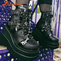 Platform Wedges Women Ankle Boots 2022 Autumn Winter Gothic Street Comfy Fashion Cool Woman Shoes Motorcycle Boots Big Size 43