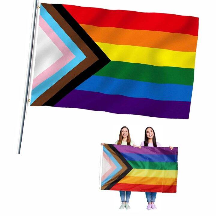 Lgbt Flag Rainbow Progress Pride Flag Polyester 3x5ft Flag Lgbtq