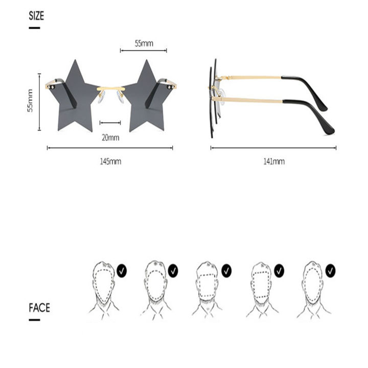 แว่นตาปาร์ตี้แนวฟังกี้แว่นกันแดดรูปดาวสำหรับวันหยุดแว่นตาแว่นตาปาร์ตี้คริสต์มาสรูปดาว